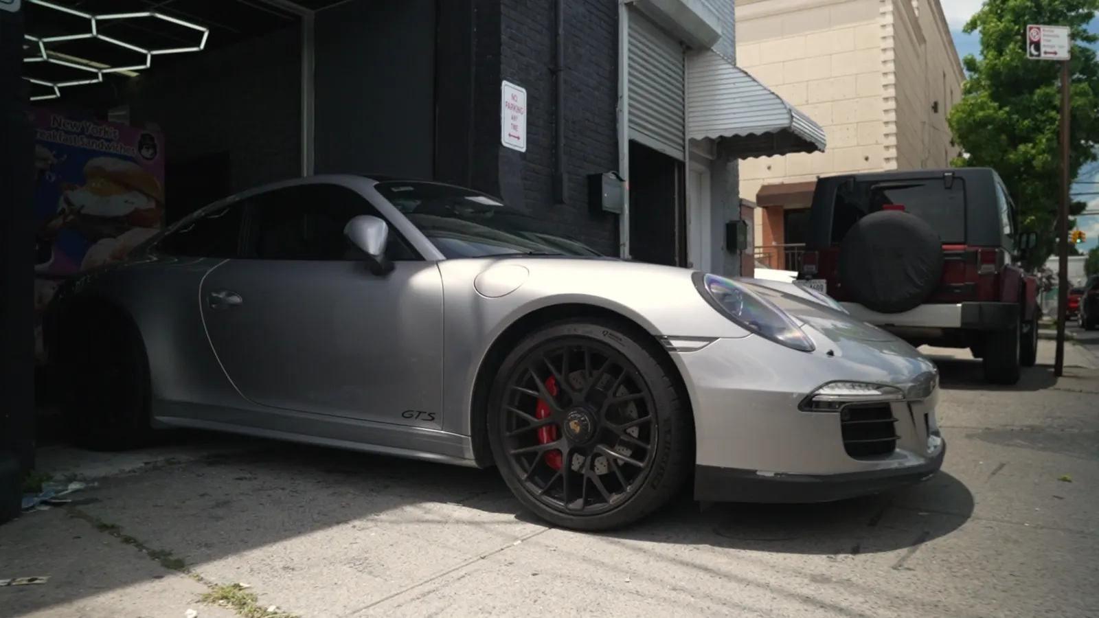 Porsche 911 GTS in original silver before wrap