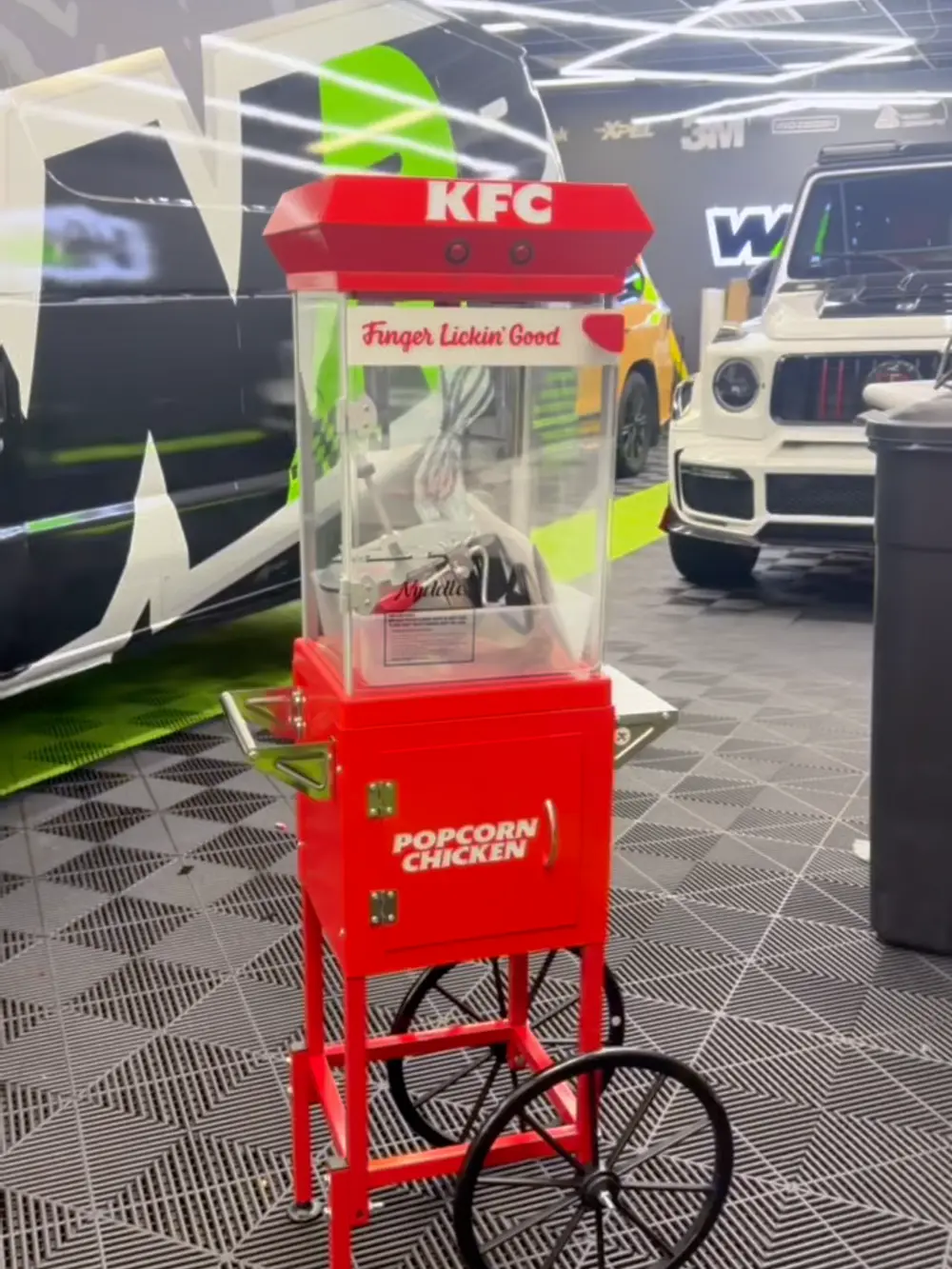 Finished KFC popcorn cart with wheels